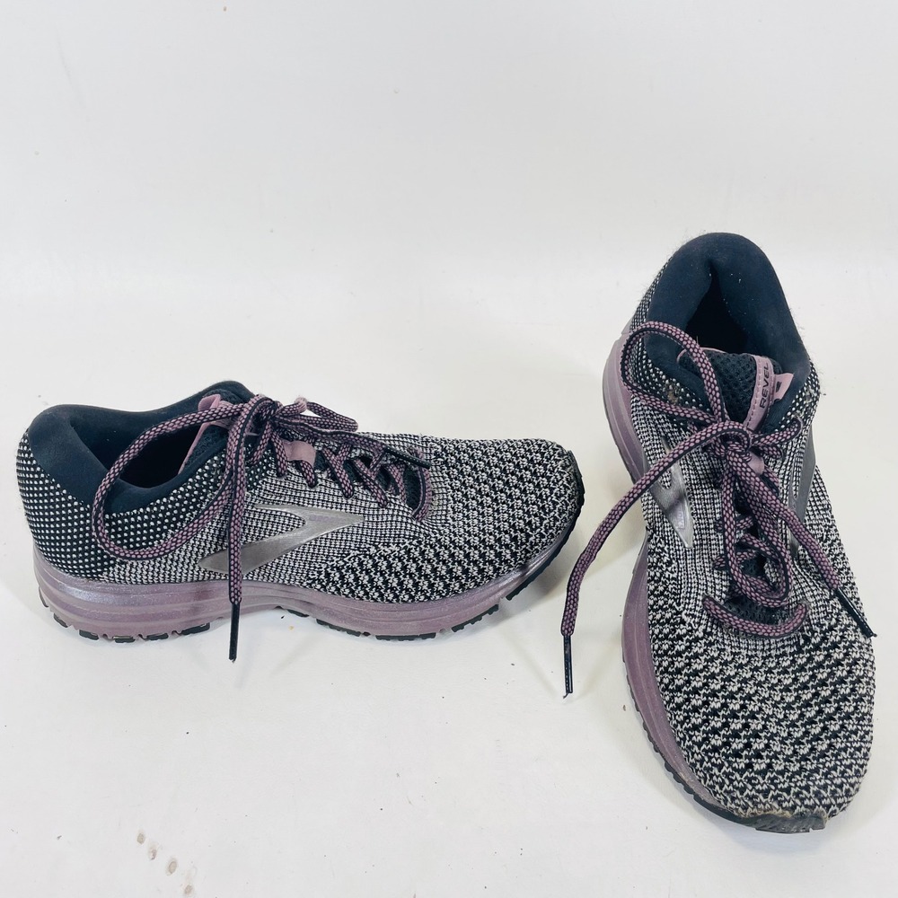 Brooks Revel 2 Womens Running Shoes Black Purple Knit Sneakers 1202811B047 6.5